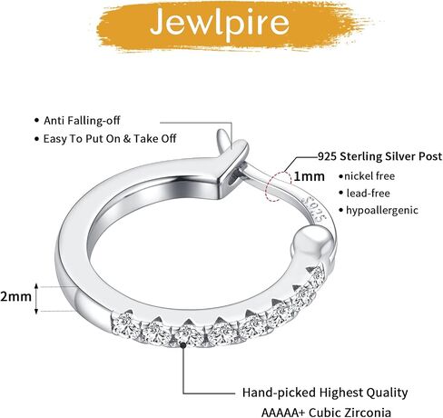 Jewlpire 925 الفضة الاسترليني آخر 14K الذهب الحقيقي مطلي الأقراط الصغيرة هوب للنساء الفتيات، هيبوالرجينيك خفيفة الوزن 15 مم / 20 مم مكعب زركونيا هوجي هوب الأقراط الهدايا والمجوهرات in Kuwait