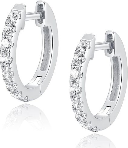 Jewlpire 925 الفضة الاسترليني آخر 14K الذهب الحقيقي مطلي الأقراط الصغيرة هوب للنساء الفتيات، هيبوالرجينيك خفيفة الوزن 15 مم / 20 مم مكعب زركونيا هوجي هوب الأقراط الهدايا والمجوهرات in Kuwait