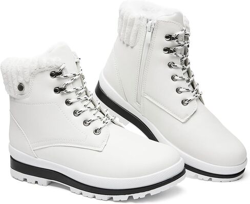 BABUDOG Womens Waterproof Ankle Boots for Outdoor (Non Slip Outsole),Fashion Combat Boots with Side Zipper,Warm Fur Lined Winter Snow Boots in Saudi Arabia