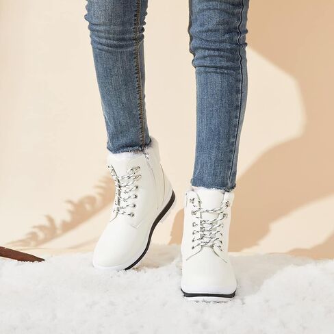 BABUDOG Womens Waterproof Ankle Boots for Outdoor (Non Slip Outsole),Fashion Combat Boots with Side Zipper,Warm Fur Lined Winter Snow Boots in Saudi Arabia