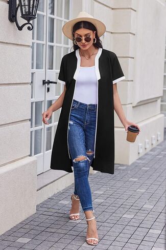 Ekouaer Housecoat المرأة سستة الجبهة منفضة رداء قصير الأكمام المتسكعون جيوب ثوب النوم ليالي عادية S-XXXL in Saudi Arabia