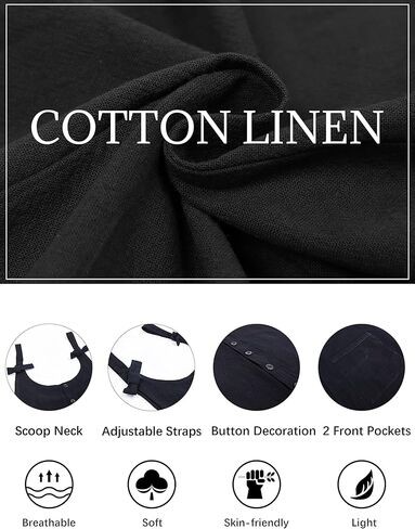 ملابس نسائية من Omoone من القطن والكتان لفصل الصيف غير رسمية بأشرطة للربط مريلة واسعة الساق مع جيوب in Kuwait