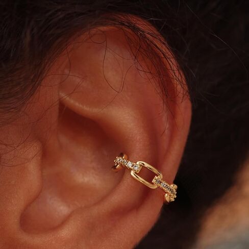 Fettero المرأة أقراط الأذن الكفة الذهب غير مثقوب الغضروف كليب على التفاف مفتوحة هوب 14K مطلية بالذهب لذيذ الحد الأدنى بسيط بوهو هيبوالرجينيك صغيرة لطيف مجوهرات هدية للنساء in Kuwait