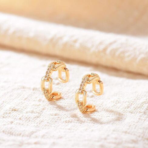 Fettero المرأة أقراط الأذن الكفة الذهب غير مثقوب الغضروف كليب على التفاف مفتوحة هوب 14K مطلية بالذهب لذيذ الحد الأدنى بسيط بوهو هيبوالرجينيك صغيرة لطيف مجوهرات هدية للنساء in Kuwait