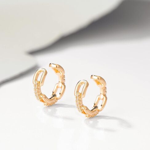 Fettero المرأة أقراط الأذن الكفة الذهب غير مثقوب الغضروف كليب على التفاف مفتوحة هوب 14K مطلية بالذهب لذيذ الحد الأدنى بسيط بوهو هيبوالرجينيك صغيرة لطيف مجوهرات هدية للنساء in Kuwait