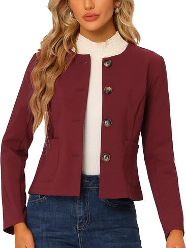 Allegra K Women's Fall Casual Jacket Elegant Button Front Work Office Blazer in Saudi Arabia