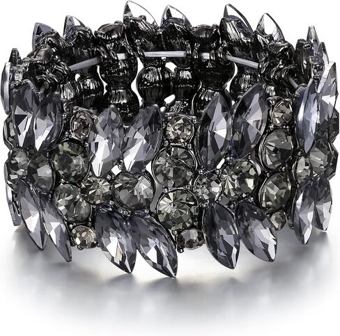 EVER FAITH Women's Stretch Bracelet Marquise Crystal Art Deco Hand Chain Wedding Bridal Jewelry in Kuwait
