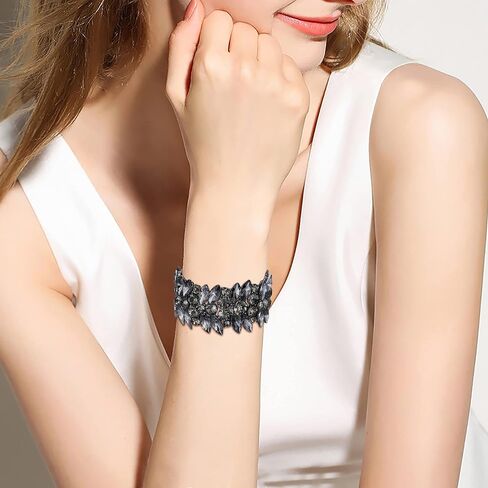 EVER FAITH Women's Stretch Bracelet Marquise Crystal Art Deco Hand Chain Wedding Bridal Jewelry in Kuwait