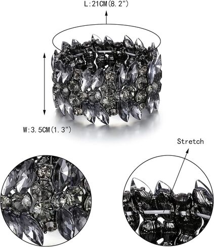 EVER FAITH Women's Stretch Bracelet Marquise Crystal Art Deco Hand Chain Wedding Bridal Jewelry in Kuwait