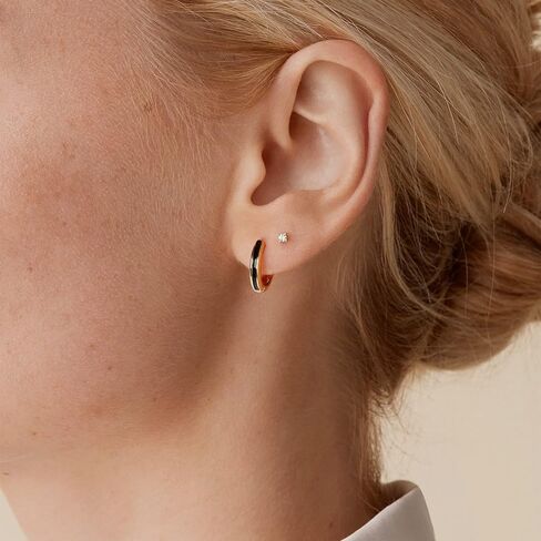 8YEARS 18K Gold Plated Enamel Huggie Earrings for Women, Small Hoop Earrings for Girls, Black White Purple Blue Enamel Hoop Earring, Gold Hoop Earrings Gifts for Her in Saudi Arabia