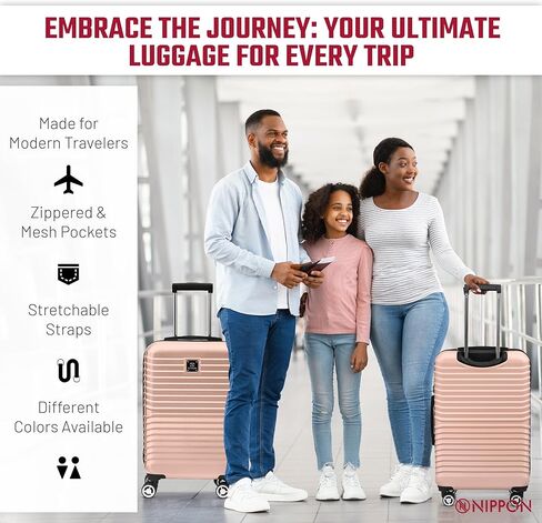 حقيبة NIPPON Luggage Nomad ذات الجانب الصلب الدوار مع عجلات للنساء والرجال، خفيفة الوزن، ذات هيكل صلب للسفر، قوية للغاية ومتينة، من البولي كربونات الممتاز، دامسون، متوسط in Kuwait