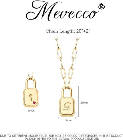 MEVECCO Gold Dainty Initial Necklace Lock Necklace 18K Gold Plated Padlock Necklace with Paperclip Chain Letter Necklaces for Women Minimalist Personalized Jewelry in Kuwait