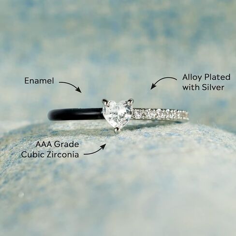 خواتم قلب من Story Jewelry للنساء، حلقات وعد نصف مينا مقطوعة على شكل قلب للأم والابنة أفضل الأصدقاء، هدايا مجوهرات الحب المطلية بالفضة، هدايا عيد الميلاد وعيد الحب للنساء in Kuwait