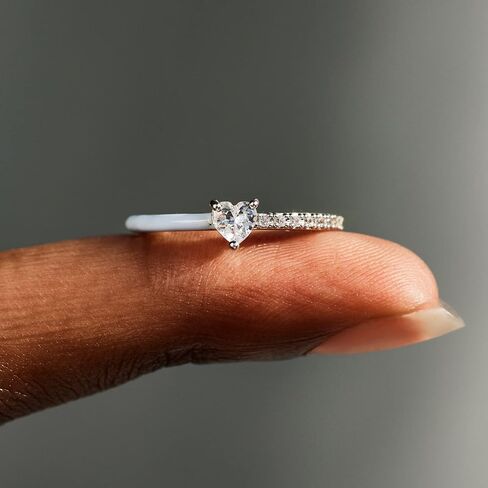 خواتم قلب من Story Jewelry للنساء، حلقات وعد نصف مينا مقطوعة على شكل قلب للأم والابنة أفضل الأصدقاء، هدايا مجوهرات الحب المطلية بالفضة، هدايا عيد الميلاد وعيد الحب للنساء in Kuwait