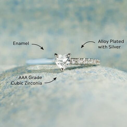 خواتم قلب من Story Jewelry للنساء، حلقات وعد نصف مينا مقطوعة على شكل قلب للأم والابنة أفضل الأصدقاء، هدايا مجوهرات الحب المطلية بالفضة، هدايا عيد الميلاد وعيد الحب للنساء in Kuwait