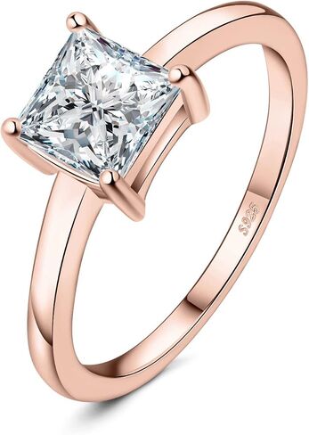 JewelryPalace شكل مربع 1ct مكعب زركونيا سوليتير خواتم الخطبة للنساء، 925 خاتم وعد من الفضة الاسترليني لها، مجموعات مجوهرات خاتم الزفاف الماسي المقلد in Kuwait