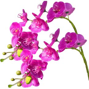 2pcs Artificial Orchid Stems Artificial Flowers Real Touch Fake Phalaenopsis Orchid Faux Orchid Stems for Table Centerpiece Home Office Wedding Party Decoration (Rose Red) in Saudi Arabia