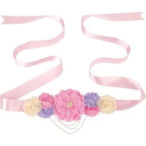 Pink maternity belt,Handmade Flower Sash Belt,flower sash belt for baby shower.(LDZ22) in Saudi Arabia
