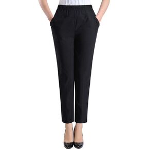 بنطال Zoulee نسائي صيفي صغير الحجم من الكتان ذو الخصر المطاطي سهل الارتداء in Kuwait