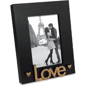 إطار صورة Isaac Jacobs Black Wood Sentiments "Love"، مقاس 5x7 بوصة مع حصيرة، هدية صورة لأحبائك، العائلة، عرض على سطح الطاولة، مكتب (أسود، 5x7 (مطفأ 4x6)) in Kuwait