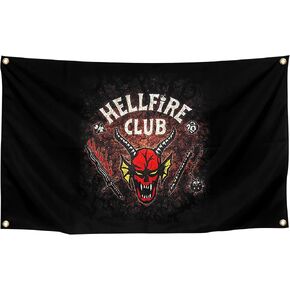 VooqO 3x5 Foot Hellfire Funny Club Tapestry With 4 Brass Grommets Easy And Simple Hanging For College Dorm Living Room Party Home Decorations in Saudi Arabia