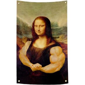 علم الموناليزا المضحك 3x5 أقدام الموناليزا كمال الاجسام نسيج البوليستر HD الطباعة للكلية النوم الصالة الرياضية غرفة الرقص ديكور الحائط in Kuwait