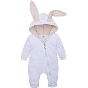 Motteecity Baby Toddler Boys Clothes Unisex Cute Bunny Long Sleeves Zipper Romper in Kuwait