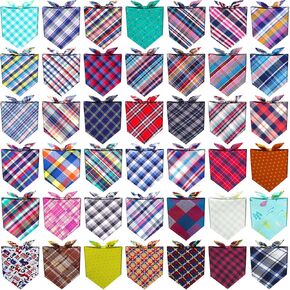 50 Pack Dog Bandana Bulk, Plaid Cotton Bandanas Washable Puppy Bandana Triangle Dog Drool Bibs Dog Handkerchief Girl Comfortable Scarfs for Medium Small Dogs Large Puppy Dogs, Pets Birthday Kerchief in Kuwait