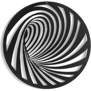 بيتري ارت لوحة فنية جدارية معدنية بتصميم خط تجريدي لغرفة المعيشة وغرفة النوم (لون اسود دائري، S) in Kuwait