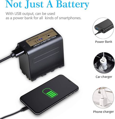 بطارية PowerTrust 1x7800mAh NP-F960 NP-F970 مع مؤشر الطاقة LED لبطارية سوني NP-F550 NP-F770 NP-F750 F960 F970 F950 in Saudi Arabia