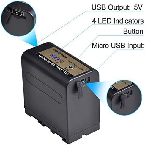 بطارية PowerTrust 1x7800mAh NP-F960 NP-F970 مع مؤشر الطاقة LED لبطارية سوني NP-F550 NP-F770 NP-F750 F960 F970 F950 in Saudi Arabia