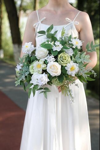 مجموعة صناديق سيقان خضراء صناعية من rongflower (عبوة من 40 قطعة) مع 8 أنواع من حشو الخضرة الصناعية لباقة الزفاف المركزية وترتيب الأزهار in Kuwait