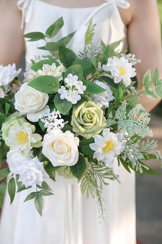 مجموعة صناديق سيقان خضراء صناعية من rongflower (عبوة من 40 قطعة) مع 8 أنواع من حشو الخضرة الصناعية لباقة الزفاف المركزية وترتيب الأزهار in Kuwait