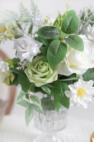 مجموعة صناديق سيقان خضراء صناعية من rongflower (عبوة من 40 قطعة) مع 8 أنواع من حشو الخضرة الصناعية لباقة الزفاف المركزية وترتيب الأزهار in Kuwait