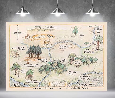 7x5ft Fabric Happy Birthday Bear Home Map Photography Backdrops for Kids 1st Birthday Background 100 Acre Woods Bear Backdrop in Saudi Arabia