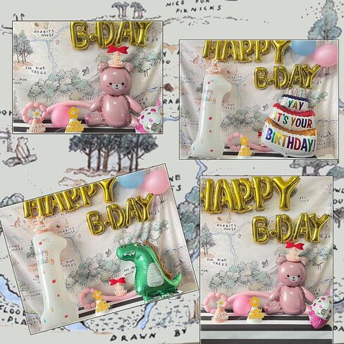 7x5ft Fabric Happy Birthday Bear Home Map Photography Backdrops for Kids 1st Birthday Background 100 Acre Woods Bear Backdrop in Saudi Arabia