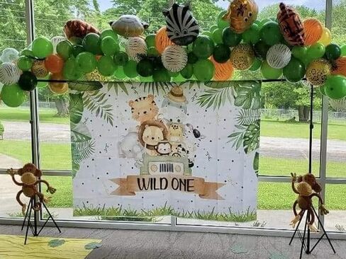 Avezano Wild One Birthday Backdrops Safari Theme First Birthday Party Background Decorations Tropical Jungle Animals 1st Birthday Party Banner Supplies(7x5ft) in Saudi Arabia