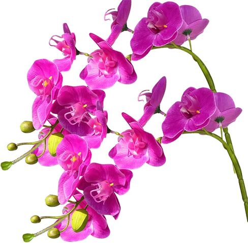 2pcs Artificial Orchid Stems Artificial Flowers Real Touch Fake Phalaenopsis Orchid Faux Orchid Stems for Table Centerpiece Home Office Wedding Party Decoration (Rose Red) in Saudi Arabia