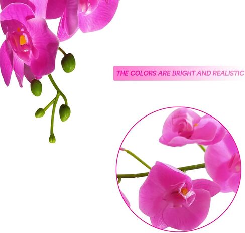 2pcs Artificial Orchid Stems Artificial Flowers Real Touch Fake Phalaenopsis Orchid Faux Orchid Stems for Table Centerpiece Home Office Wedding Party Decoration (Rose Red) in Saudi Arabia