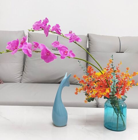 2pcs Artificial Orchid Stems Artificial Flowers Real Touch Fake Phalaenopsis Orchid Faux Orchid Stems for Table Centerpiece Home Office Wedding Party Decoration (Rose Red) in Saudi Arabia