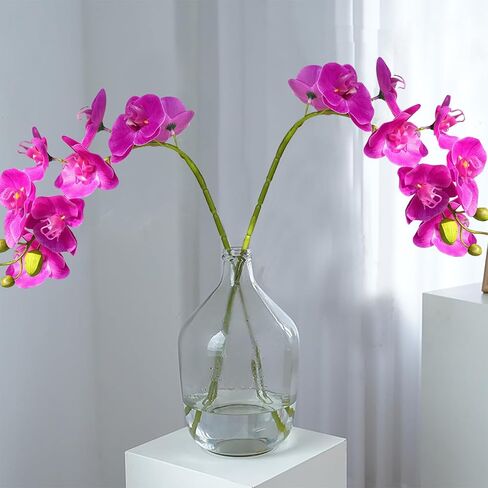 2pcs Artificial Orchid Stems Artificial Flowers Real Touch Fake Phalaenopsis Orchid Faux Orchid Stems for Table Centerpiece Home Office Wedding Party Decoration (Rose Red) in Saudi Arabia