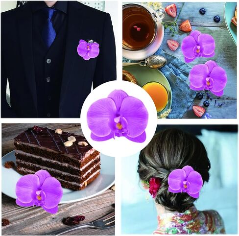 2pcs Artificial Orchid Stems Artificial Flowers Real Touch Fake Phalaenopsis Orchid Faux Orchid Stems for Table Centerpiece Home Office Wedding Party Decoration (Rose Red) in Saudi Arabia