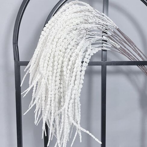 45 فرعًا من زهور القطيفة المبيضة الاصطناعية من Glicrili - زهور معلقة من كرمة الوستارية البيضاء المزيفة لباقة الزفاف، وتزيين حائط الحفلات، وديكور المنزل بطول إكليل in Kuwait