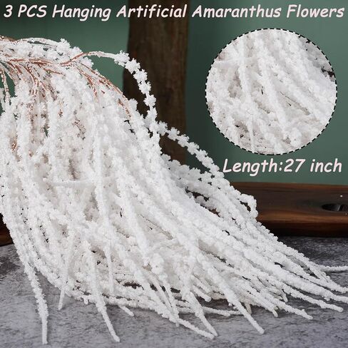 45 فرعًا من زهور القطيفة المبيضة الاصطناعية من Glicrili - زهور معلقة من كرمة الوستارية البيضاء المزيفة لباقة الزفاف، وتزيين حائط الحفلات، وديكور المنزل بطول إكليل in Kuwait