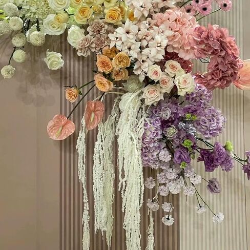 45 فرعًا من زهور القطيفة المبيضة الاصطناعية من Glicrili - زهور معلقة من كرمة الوستارية البيضاء المزيفة لباقة الزفاف، وتزيين حائط الحفلات، وديكور المنزل بطول إكليل in Kuwait