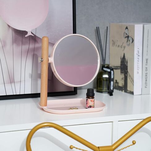 مرآة زينة مستديرة من إياووندم مع صينية مربعة - تكبير 1X/3X، لون أبيض دائري in Kuwait