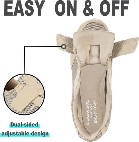 KWUKOTY Unisex Diabetic Shoes | Adjustable Sneakers | Lace-Free | Plantar Fasciitis/Edema/Swollen Feet/Bunions | Wide Size 5.5-12 in Kuwait