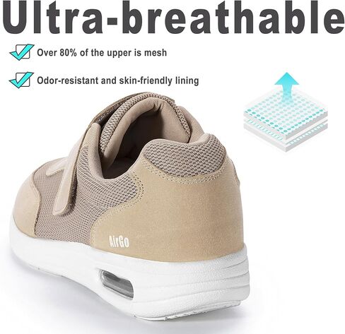 KWUKOTY Unisex Diabetic Shoes | Adjustable Sneakers | Lace-Free | Plantar Fasciitis/Edema/Swollen Feet/Bunions | Wide Size 5.5-12 in Kuwait