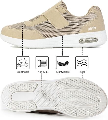 KWUKOTY Unisex Diabetic Shoes | Adjustable Sneakers | Lace-Free | Plantar Fasciitis/Edema/Swollen Feet/Bunions | Wide Size 5.5-12 in Kuwait