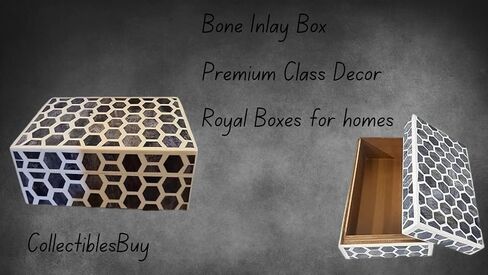 collectiblesBuy Handcrafted Jewelry Keepsake Storage Box Bone Inlay Decorative Box Premium Home Decor Big storage box victorian percious stone containers trinkets in Saudi Arabia